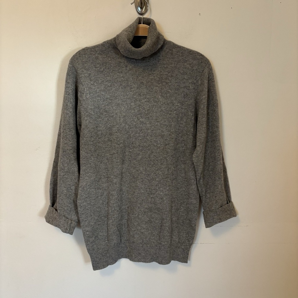 Saint Laurent Women's 100% Gray Cashmere Sweater Turtleneck L Vintage - DESC